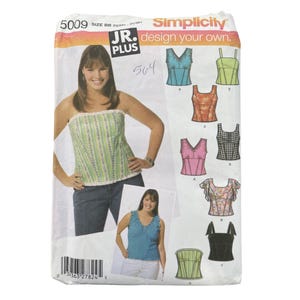 Simplicity 5009 Sewing Pattern Junior Plus Corset Tops Sizes 23/24+-31/32+ CUT