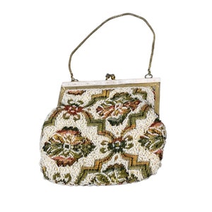 Walborg Vintage Tapiz Con Cuentas Bolso Bolso Multicolor Kisslock Boho Hippie