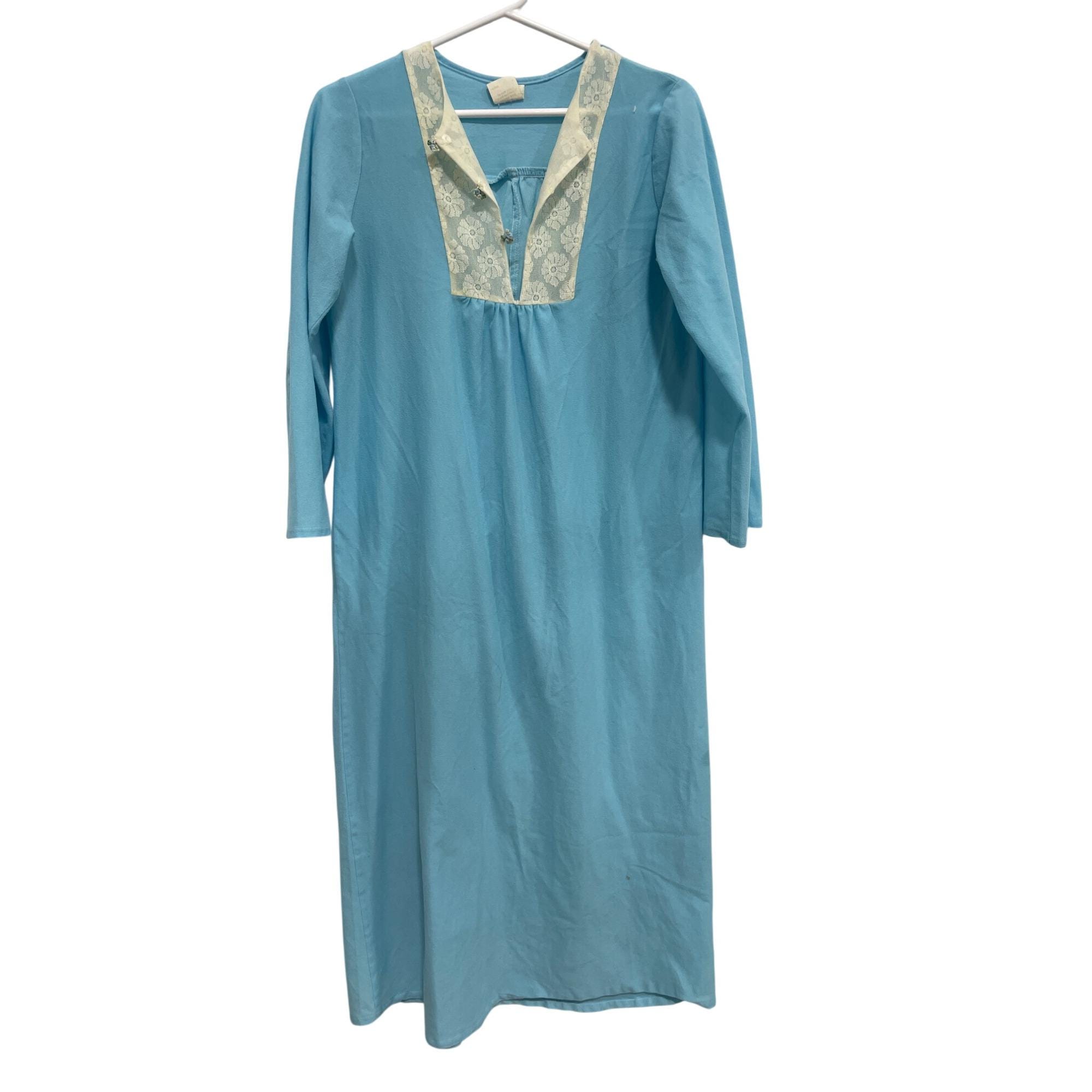 Vintage 70s Gaymode JC Penney Lace Nightgown Size Large Blue