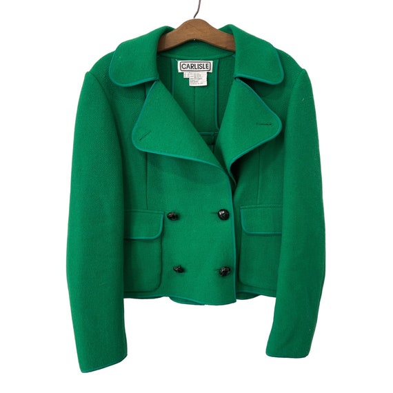 Carlisle Vintage Angora Blazer Womens 8 Green Woo… - image 1