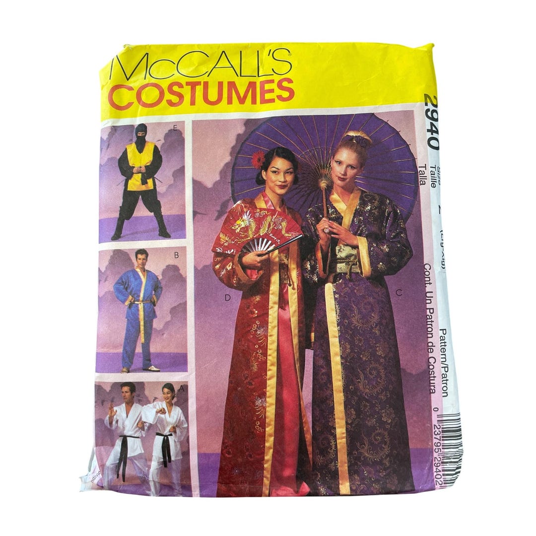 Ninja Robe Designs Mccalls 2940 Costume Sewing Pattern Size L-XL Ninja Gi Geisha Kimono ...