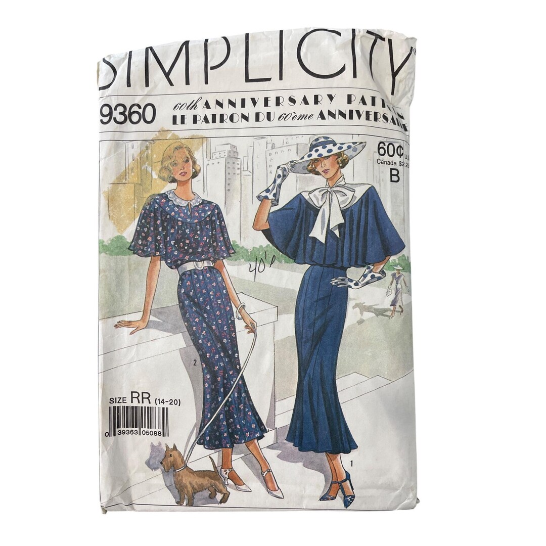 Vintage Simplicity 9360 Sewing Pattern Size 14-20 Misses Dress 1930s ...