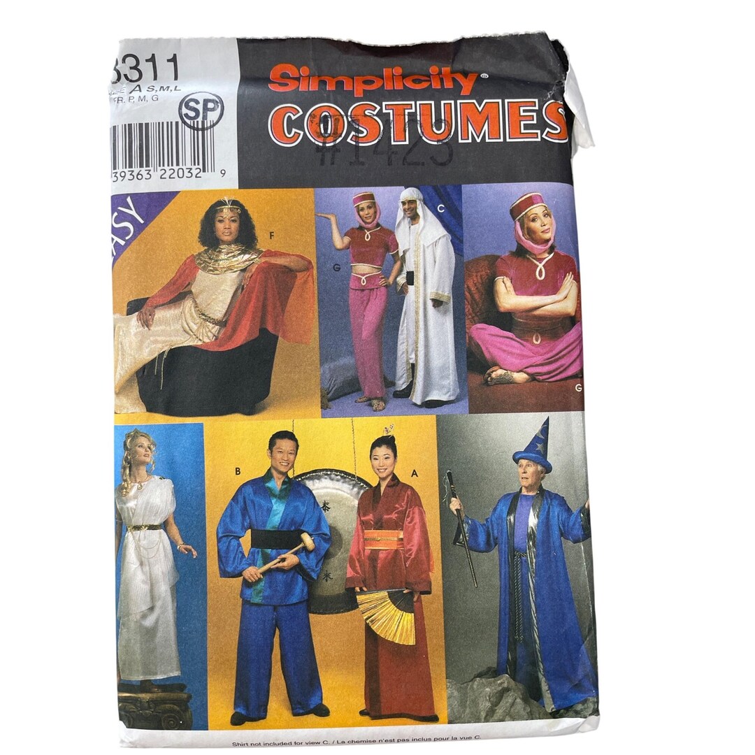 Simplicity 8311 Adult Costume Pattern Size S-L Genie Pirate Vampire ...
