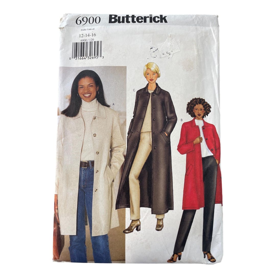 Ytk Patterns Y2K Butterick 6900 Sewing Pattern Size 12-14-16 Jackets & Coats Loose ...
