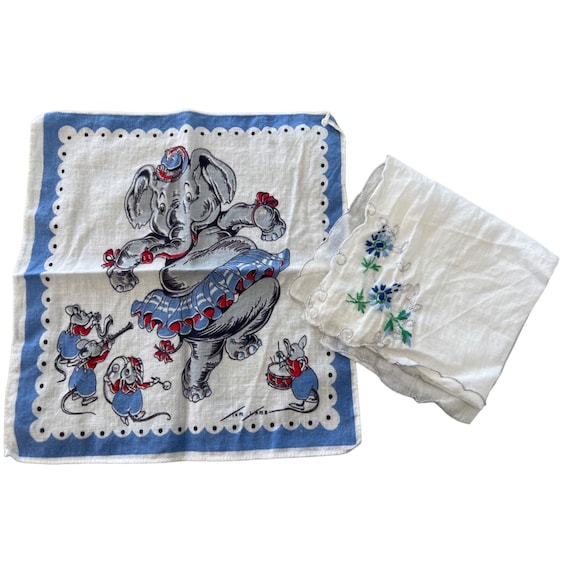 Tom Lamb Vintage Handkerchief Dancing Elephant Mi… - image 1