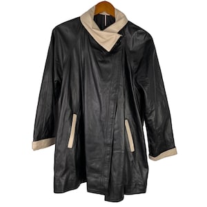Carlotto Fashion Vintage Leather Coat Jacket Womens 38 Made In Italy Authentic