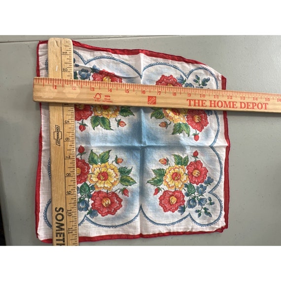 Vintage Floral Handkerchief Lot of 2 Sqaure Light… - image 6