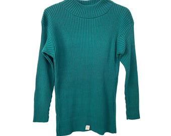 Klasyczny sweter Carly Blake z lat 90. XL, prążkowany, z wysokim kołnierzem i długim rękawem, NOWOŚĆ