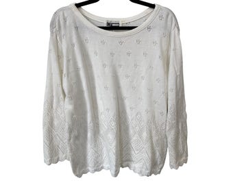 Vintage 90s CP Studio Sweater Size Large Open Weave Long Sleeve Deadstock NEW