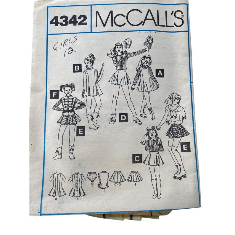 4342 Pattern Mccalls 4342 Girls Sewing Pattern Size 12 Cheerleader Majorette ...