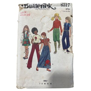 Vintage 70s Butterick 6317 Pattern Size 7 Girls Vest Skirt Pants Knickers CUT