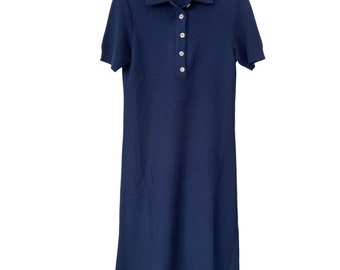 Sukienka koszulowa Midi Dalton z lat 60. z dzianiny damskiej M Polo w kolorze granatowym, klasycznym marynarskim