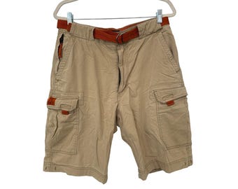 Y2K Abercrombie & Fitch Cargo Shorts 33 Belted Outdoor Utility Hiking Camping