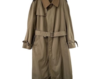 Brooks Brothers Podszyty Płaszcz Trenchowy Z Paskiem Męski 40 Długi Khaki Kołnierz Outdoor