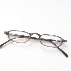 Optik Caspers Eyeglasses grey rectangle plastic reading glasses frame springe hinges normal size full rim vintage NOS neu Brille