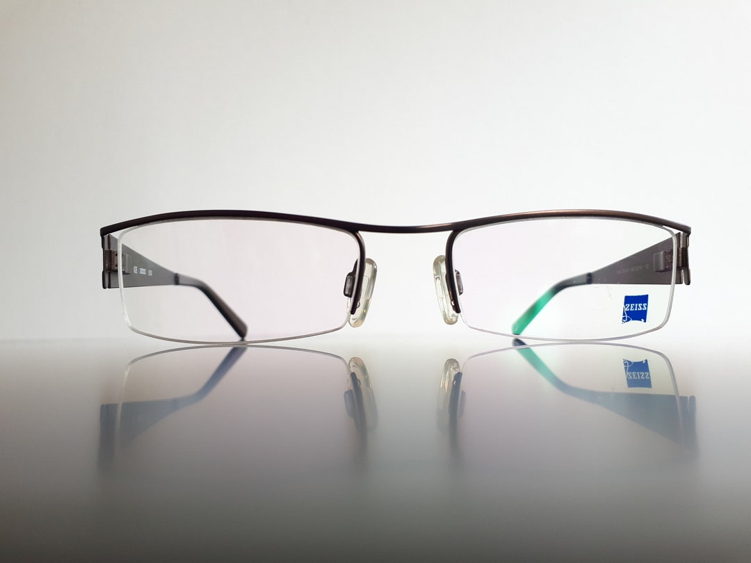Zeiss 153147 Eyeglasses Matte Brown Metal Semi Rimless Glasses Etsy