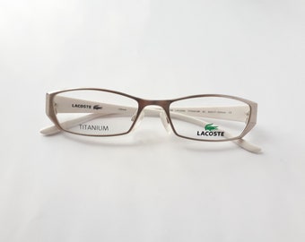 Gafas Lacoste, gafas de metal con forma angular plateadas para mujer, gafas de tamaño pequeño de material mixto, gafas japonesas de titanio neu Brille