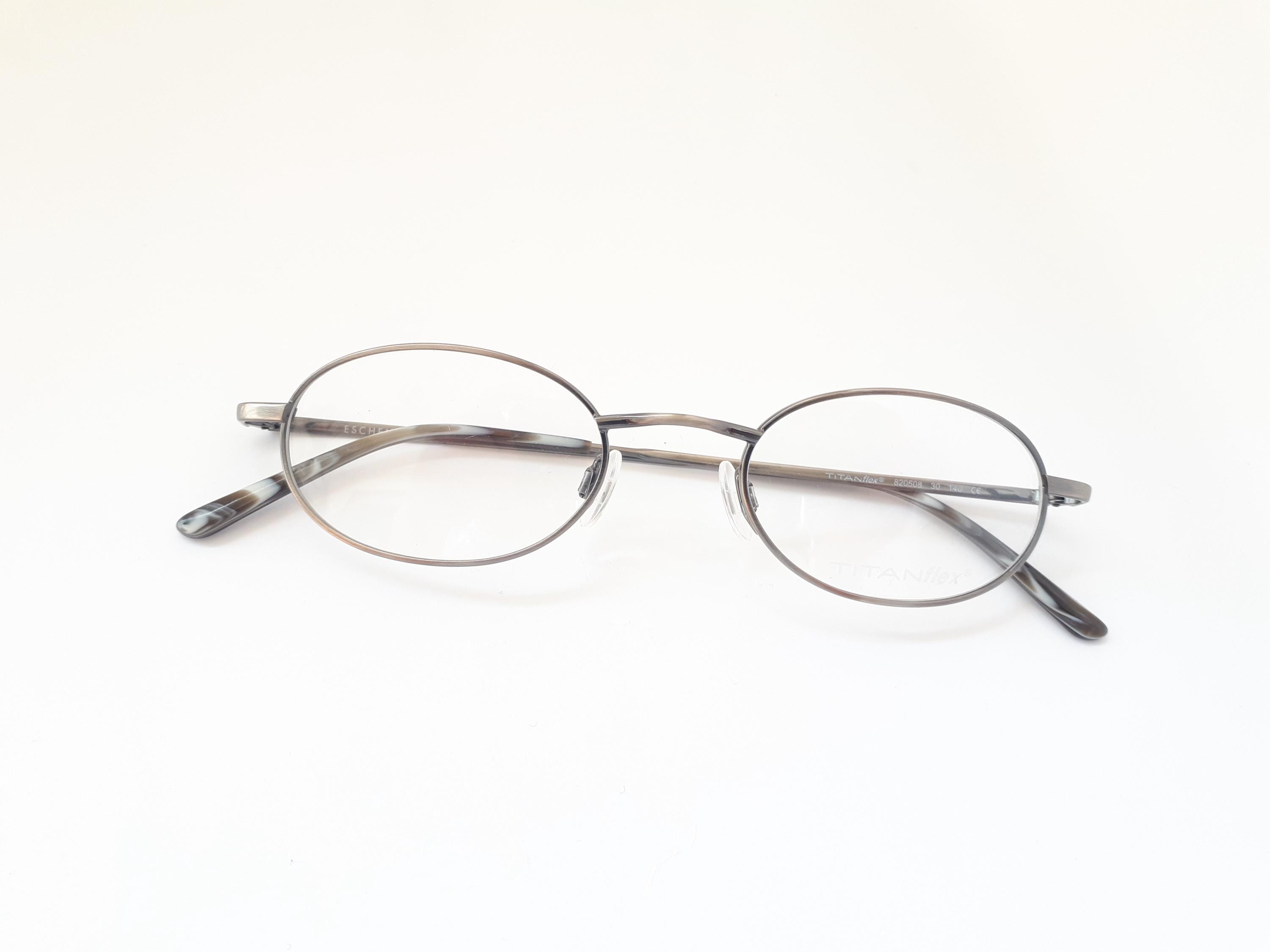 Occhiali Vintage Eschenbach Finline 3307 Titanio, Montatura Ovale Blu E Argento, Nuovi Stock Vecchio