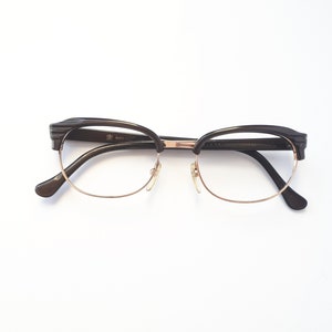 Vintage browline eyeglasses gold brown colored gold plated women men glasses from Germany 50s eyeglasses medium size pre owned Brille