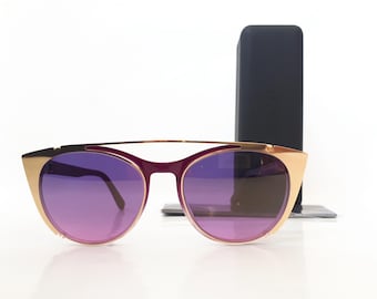 Nuovi occhiali da vista Mykita Teresa viola progressi da donna rotondi in acetato fatti a mano in Germania, taglia media, clip originale su custodia in tessuto, nuovi occhiali