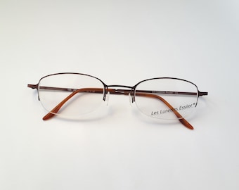 Lunettes de vue Essilor Lunettes 2428 marron demi-cerclées en métal hommes femmes lunettes de soleil françaises de taille moyenne neufs neu Brille