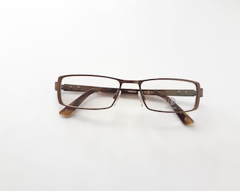 Eschenbach Bogner lunettes de vue en métal de forme angulaire bronze pour hommes lunettes de vue moyennes allemandes branches uniques new neu Brille