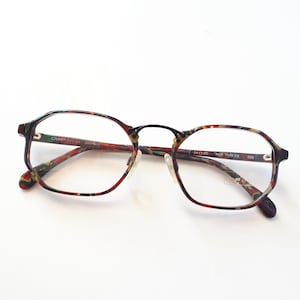 Vintage OWP 7549 Eyeglasses multicolor acetate men angular acetate glasses from Germany vintage big size NOS neu Brille