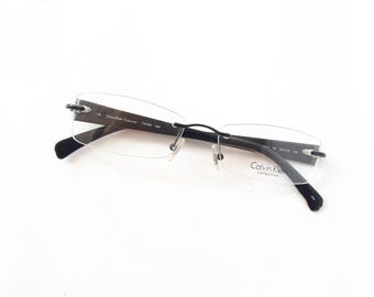 Calvin Klein Collection With Flexon 490 598 Black Silver Eyeglasses Frames H9733 Calvin Klein Collection With Flexon 490 598 Black Silver  main image 2