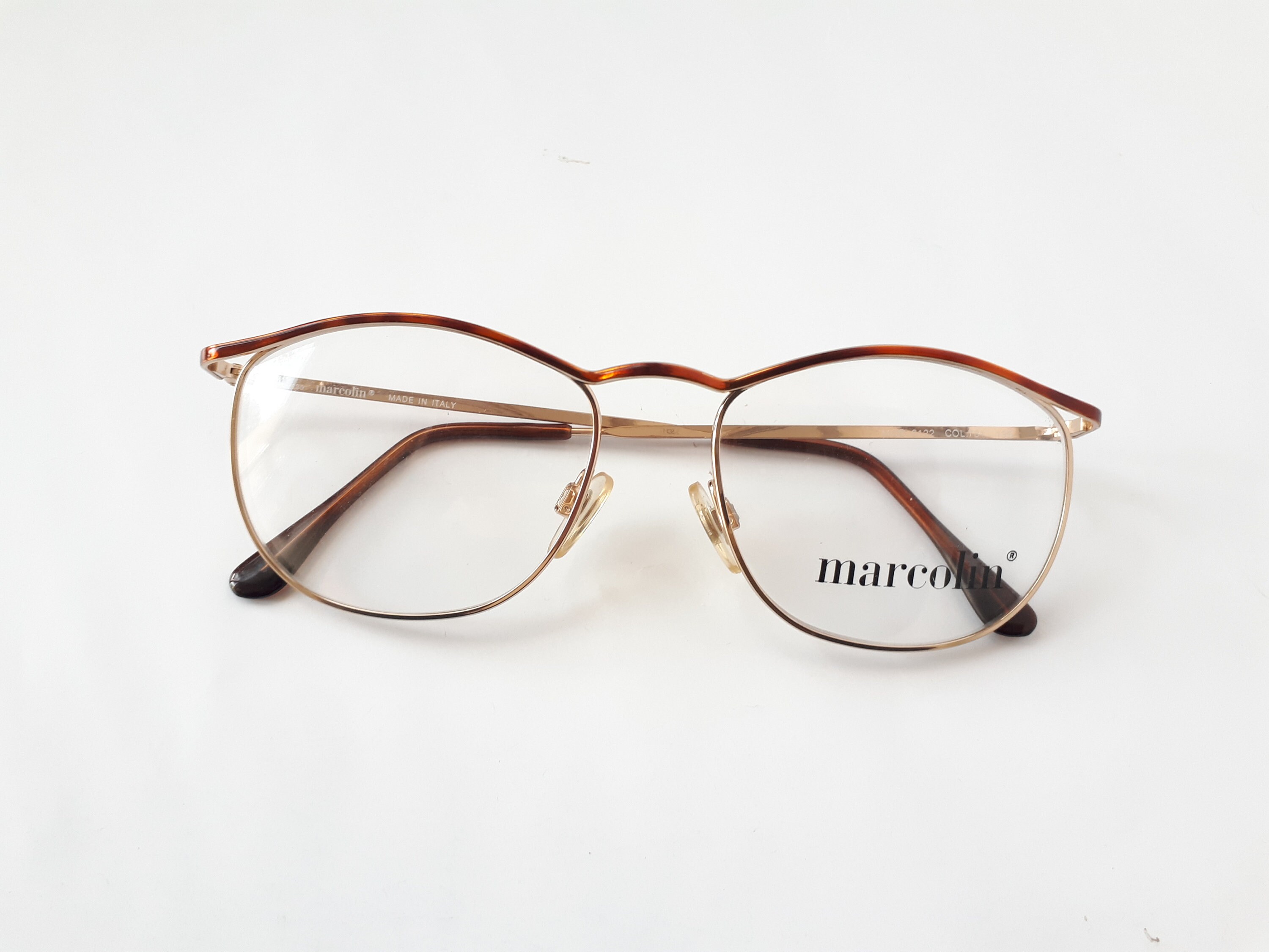 Marcolin Eyeglasses Gold Bright Bronze Angular Metal Women Men