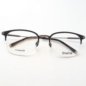 Evatik 9205 200 eyeglasses black silver square men titanium metal glasses half rim medium size own case cloth new neu Brille