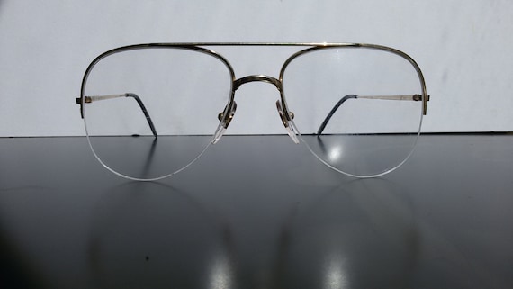 Aviator eyeglasses / pilot glasses / gold / half r