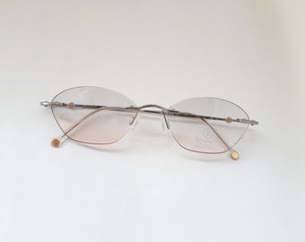 Eschenbach Bogner 7554 Eyeglasses silver women angular titan glasses form Germany rimless medium size NOS neu Brille