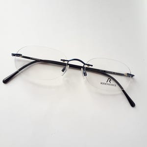 Rodenstock 4479 Lunettes de vue bleu rectangle arrondi femme lunettes de vue sans monture en métal petite taille neufs neu Brille
