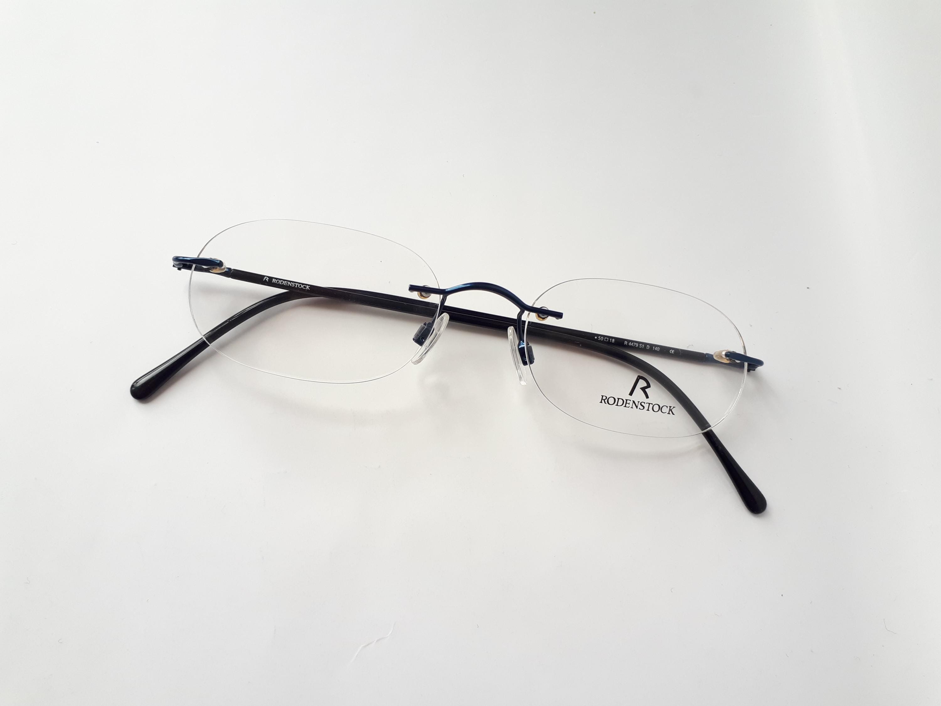 Rodenstock 4479 眼鏡 ブルー 丸みを帯びた長方形 女性用 メタル 