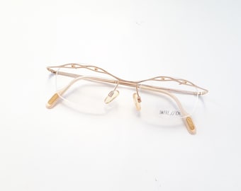 Vintage Impression 20001 14 Eyeglasses gold multi angel rectangle women metal rimless glasses from Germany medium size NOS neu Brille