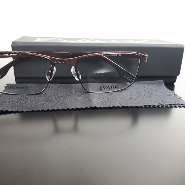 Evatik 9183 M202 eyeglasses bronze colored angular shaped men metal glasses medium size engraved new neu Brille