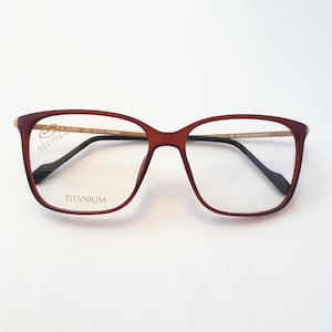 Stepper 20127 eyeglasses burgundy red gold oversize rectangle acetate titanium women glasses big size original case cloth new neu Brille
