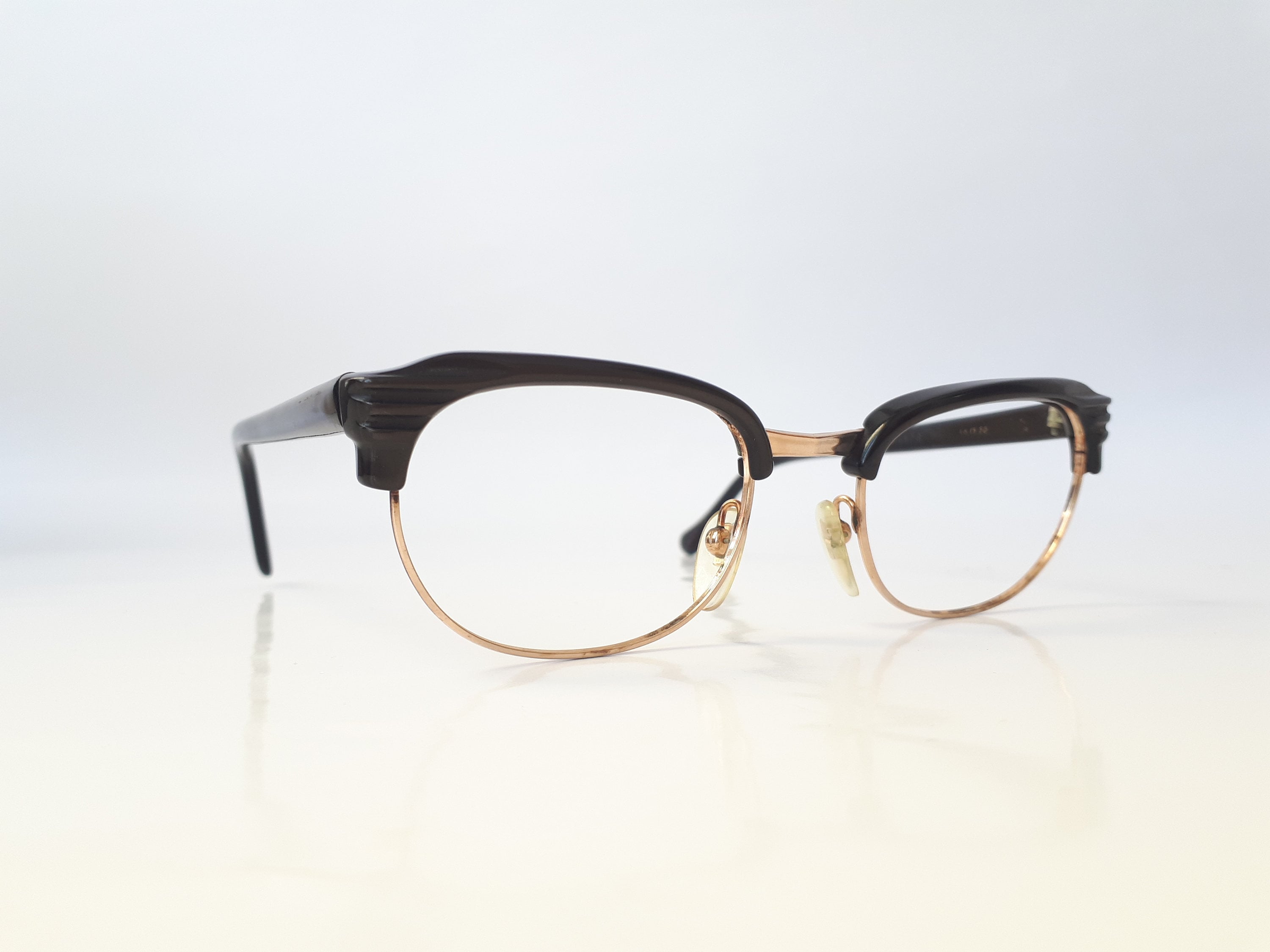 Vintage Browline Eyeglasses Gold Brown Colored Gold Plated  display picture 2