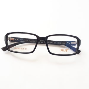 Arvis 017 eyeglasses black angular plastic leather men fullrim glasses from Italy medium size springe hinges new neu Brille