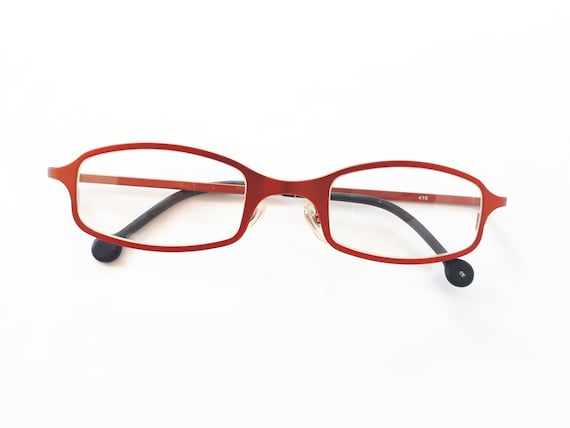 LA Eyeworks eyeglasses red angular metal women ma… - image 1