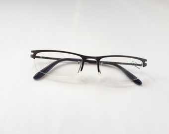 Occhiali da vista Kazuo Kawasaki 907 occhiali da vista da donna in titanio a forma rettangolare di colore grigio senza montatura dal Giappone misura media NUOVO