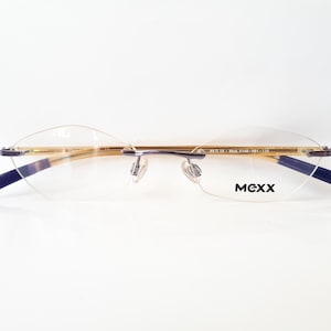 Mexx 5146 眼鏡 ブルー イエロー メタル アセテート レディース スクエア リムレス メガネ ドイツ製 ヴィンテージ Y2K ミディアムサイズ 新品 neu Brille
