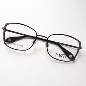 Fysh 3661 200 eyeglasses women black gold square metal glasses medium size glitter frame original new neu Brille