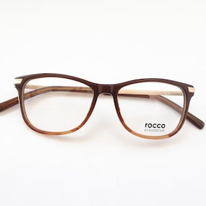 Rodenstock Rocco 432 eyeglasses brown gold square women men plastic glasses from Germany medium size metal temple new neu Brille
