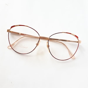 Silmo 748 Eyeglasses red gold metal women big round glasses from Italy medium size full rim vintage 1990s NOS neu Brille