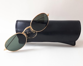 Vintage Ray Ban Arista Sunglasses: Gold Metal Frame, Pioneer Green Mineral Lenses