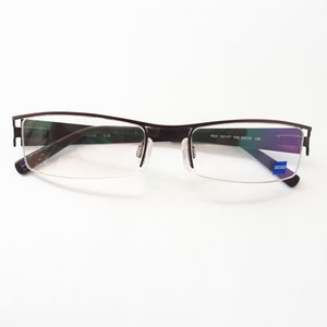 Zeiss 153147 Brillengestell matt braun eckig Damen Metall halb randlos Brille Herren small Gr. 50-18-130 neue neu Brille