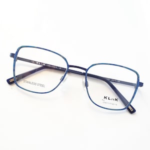 Kliik 714 201 eyeglasses navy flora square women metal glasses small size full rim blue modern stainless steel new neu Brille