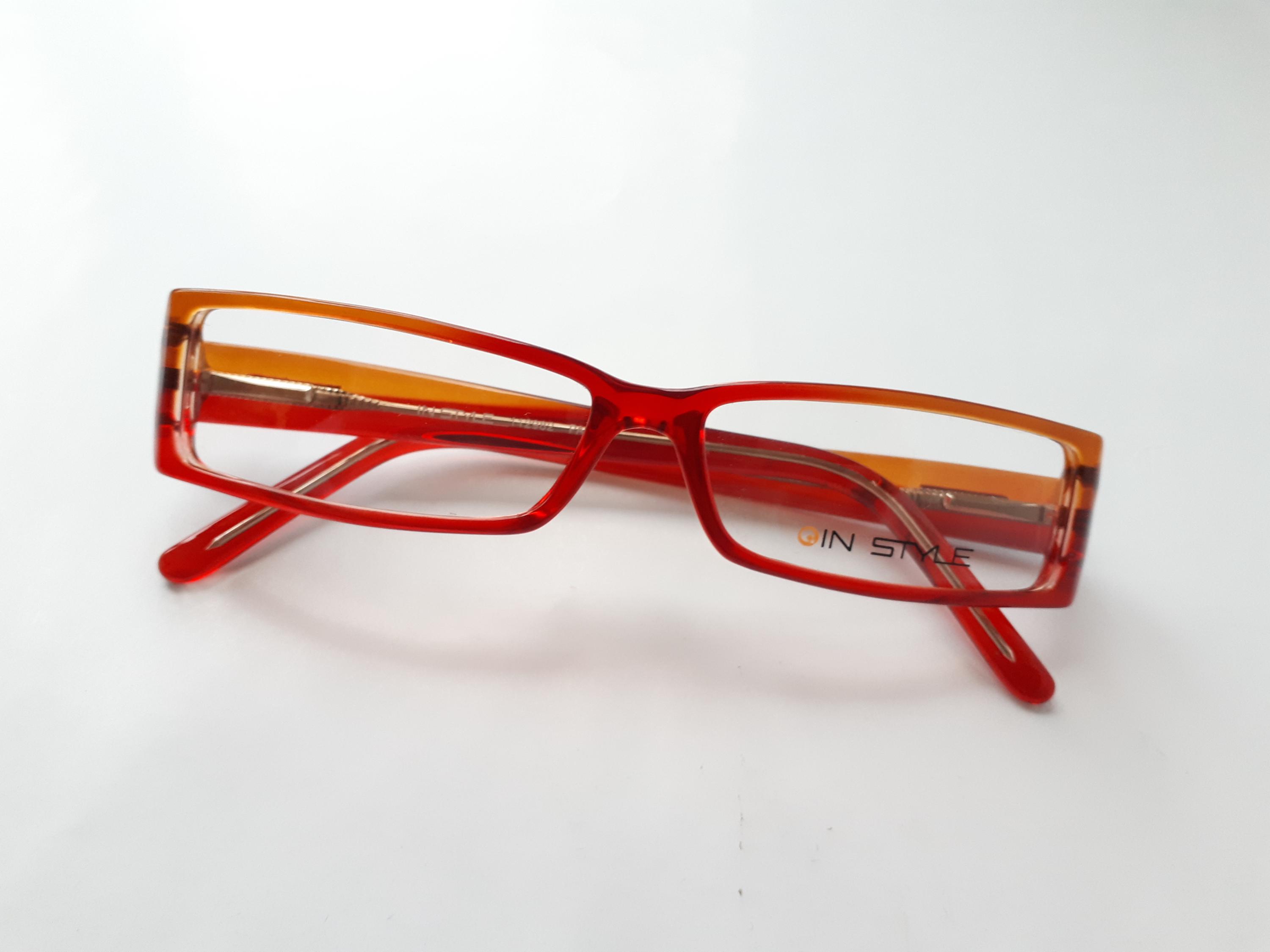 In Style Eyeglasses Red Orange Rectangle Women Plastic 