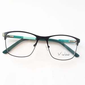 Vidoo 17291 eyeglasses black green metal angular squared women glasses medium size flexible temple new neu Brille
